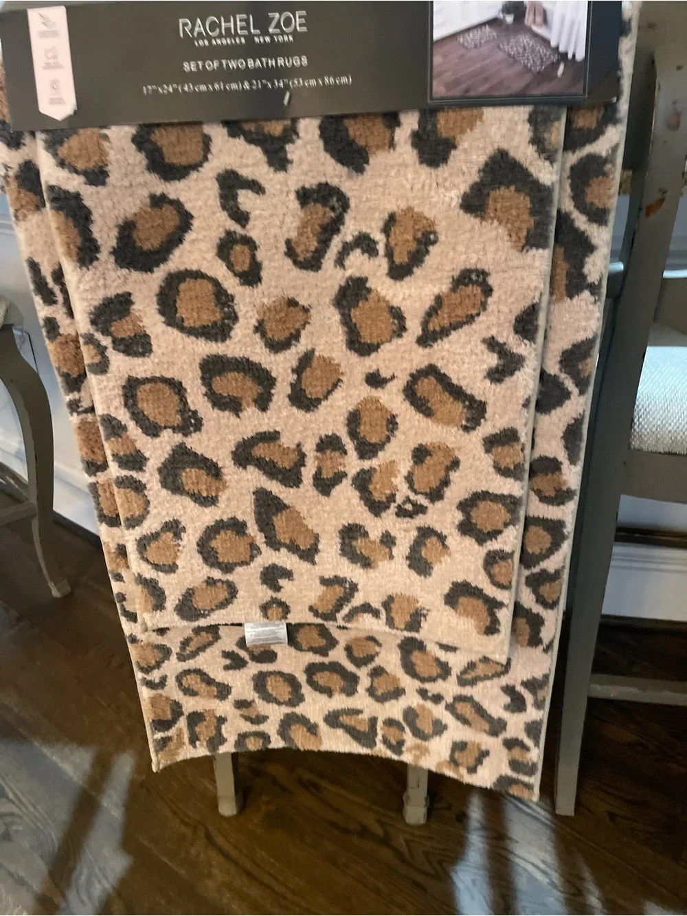 Rachel Zoe Bath Mat Set - Leopard - 17”x24” & 21”x34” Brand New